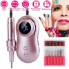 35000RPM Electric Nail Drill Machine Portable Nail File Polish Machine for Acrylic Gel Nails Manicure with 6Pcs Nail Drill Bits Sanding Bands
