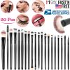 20 pcs Makeup Brushes Set Eye Shadows Face Foundation Brushes Cruelty-Free Synthetic Fiber Bristles Powder Liquid Cream Cosmetics Blending Brush Tool
