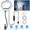Clip On LED Ring Light USB Selfie Clamp Ring Light with 3 Color 10 Dimming Levels 360° Flexible Gooseneck for Live Stream Video Conference