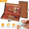 10Pcs Pedicure / Manicure Set Nail Clippers Stainless Steel Cuticle Remover Grooming Kit with Leather Case