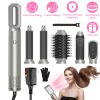 6 In 1 Hot Air Styler Volumizer Straightener Curler Dryer Automatic Wrap Styler Hair Dryer Brush Set with 3 Temp Settings ALCI Plug Glove Cable Zip Ti
