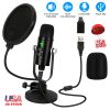 USB Condenser Microphone Set Professional Cardioid Studio Mic w/ Pop Filter Type-C Adapter for Computer Phone Recording Streaming Gaming