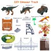 175Pcs Dinosaur Race Track Set Flexible DIY Track Play Set with 3 Dinosaurs 1 Race Car for Boys Girls Educational Assemble Toy Kit