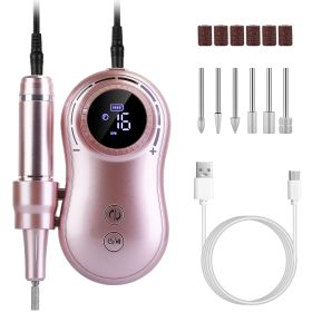 35000RPM Electric Nail Drill Machine Portable Nail File Polish Machine for Acrylic Gel Nails Manicure with 6Pcs Nail Drill Bits Sanding Bands
