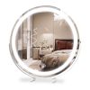 19Inch Large Round Vanity Makeup Mirror With LED Halo Light 3 Lighting Colors Dimmable Brightness Touch Control 360° Rotation High-Definition Lighted