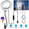 Clip On LED Ring Light USB Selfie Clamp Ring Light with 3 Color 10 Dimming Levels 360° Flexible Gooseneck for Live Stream Video Conference