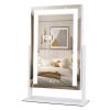 Vanity Mirror with Light 3 Lighting Colors Dimmable Brightness Smart Touch Control 10X Magnifying Mirror 360°Rotation LED Lighted Makeup Mirror for De