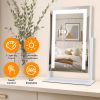 Vanity Mirror with Light 3 Lighting Colors Dimmable Brightness Smart Touch Control 10X Magnifying Mirror 360°Rotation LED Lighted Makeup Mirror for De