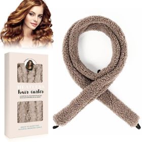 Satin No-heat Curling Rod, Lazy Natural Soft Wave DIY No-heat Curls, Suitable For Overnight Use Before Bed, Suitable For All Hair Types - Light Brown-