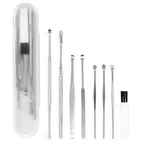8 Pcs Ear Picks Set Stainless Steel Earwax Removal Tool Ear Curette Ear Cleansing Tool w/Cleaning Brush Storage Box