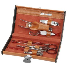 10Pcs Pedicure / Manicure Set Nail Clippers Stainless Steel Cuticle Remover Grooming Kit with Leather Case