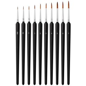 10Pcs Miniature Detail Paint Brush Set Detail Liner Fine Micro Art Brush for Acrylic Oil Painting Nail Scale Model