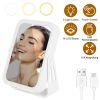 10X Magnifying Lighted Makeup Mirror Double Sided Travel Makeup Mirror with 3 Light Colors Touch Screen USB Rechargeable
