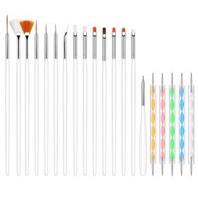 20PCS Nail Art Brushes Manicure Kit Polish Brush Tool 15 Brush Set 5 Dotting Pen