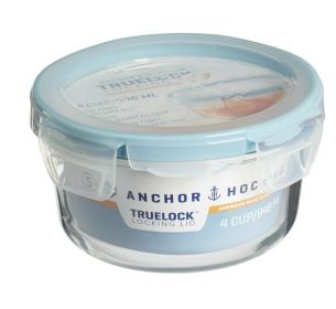 Anchor Hocking TrueLock Locking Lid Glass Food Storage Containers, 4 Cup Round