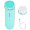 2 In 1 Electric Facial Cleansing Brush Exfoliator IPX7 Waterproof Rechargeable Face Scrubber Massage Brush Skin Spa Care with 5 Intensity 2 Removable