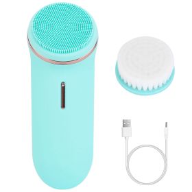 2 In 1 Electric Facial Cleansing Brush Exfoliator IPX7 Waterproof Rechargeable Face Scrubber Massage Brush Skin Spa Care with 5 Intensity 2 Removable