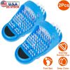 2Pcs Foot Scrubber Brush Cleaner Dead Skin Remover Foot Spa Slipper Foot Massager Bristle Slipper with Suction Cup