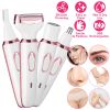 4 In 1 Electric Razor for Women Painless Grooming Kit Rechargeable Eyebrow Nose Hair Pubic Hair Bikini Trimmer Face Shaver