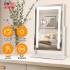 Vanity Mirror with Light 3 Lighting Colors Dimmable Brightness Smart Touch Control 10X Magnifying Mirror 360°Rotation LED Lighted Makeup Mirror for De