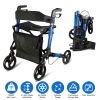 Aluminum Rollator Walker with Seat Backrest Foldable Rolling Walker with 220LBS Max Load 31-36in Adjustable Height 8in Wheels for Seniors Adult Mobili