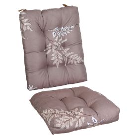 Rocking Chair Cushion 2 Pieces Back Seat Sets with Non-Slip Ties Polyester Fiber Filling Comfortable Cushions and Pads for Indoor Home Office Car (Option: Coffee_GreyLeaf)