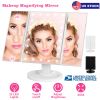Makeup Mirror with Lights 22 LEDs Vanity with 3X/2X Magnification Touch Screen 180° Adjustable Rotation Portable Trifold Mirror