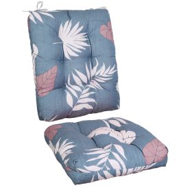 Rocking Chair Cushion 2 Pieces Back Seat Sets with Non-Slip Ties Polyester Fiber Filling Comfortable Cushions and Pads for Indoor Home Office Car (Option: Blue_GreyLeaf)