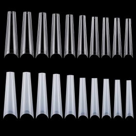 500Pcs False Nail Tips C Curve Half Cover French Nails Extra Long Fake Finger Nails For Nail Art Salons Home DIY 10 Sizes (Option: Transparent)