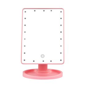 22 LED Lights Rechargeable Cosmetic Mirror 180° Rotation Makeup Mirror Touch Control Dimmable Vanity Mirror (Option: Pink)