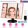 Makeup Mirror with Lights 22 LEDs Vanity with 3X/2X Magnification Touch Screen 180° Adjustable Rotation Portable Trifold Mirror