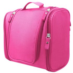 Travel Makeup Bags Portable Cosmetics Organizer Bag w/Hang Hook Handstrap Waterproof Toiletry Wash Bag for Women (Option: Pink)