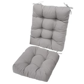 2Pcs Waterproof Rocking Chair Cushion Upper And Lower Back And Seat Sets with Non-Slip Ties Oxford Cloth Surface Polyester Filling Comfortable for Ind (Option: Grey_Pro)
