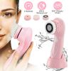Facial Cleansing Brush IPX6 Waterproof 2 Speeds Face Brush w/3 Brush Heads USB Rechargeable for Deep Cleansing Gentle Exfoliation