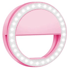 Selfie Ring Light 36 LEDs Ring Fill Light Clip for for iPhone Xs Max/XR Galaxy S10 Plus Tablet (Option: Pink)