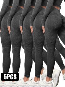 5PACK Active Yoga Pants (Option: 5BLK-S)