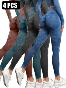 4PACK Active Yoga Pants Women's Yoga Pants (Option: BLKDGNBRNBLU-S)
