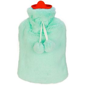 2L Hot Water Bottle w/ Plush Cover Classic Natural Rubber Hot Water Bag Feet Warmer For Pain Relief Hot Compress Heat Therapy Warm Neck Shoulders (Option: Green)