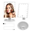 22 LED Lights Rechargeable Cosmetic Mirror 180° Rotation Makeup Mirror Touch Control Dimmable Vanity Mirror