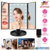 Makeup Mirror with Lights 22 LEDs Vanity with 3X/2X Magnification Touch Screen 180° Adjustable Rotation Portable Trifold Mirror