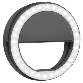Selfie Ring Light 36 LEDs Ring Fill Light Clip for for iPhone Xs Max/XR Galaxy S10 Plus Tablet (Option: Black)