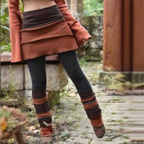 Women's Color Block Asymmetrical Skort With Contrast Panels - Comfortable Fashion Leggings For Spring&Fall (Option: Orange-S)