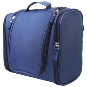 Travel Makeup Bags Portable Cosmetics Organizer Bag w/Hang Hook Handstrap Waterproof Toiletry Wash Bag for Women (Option: Blue)