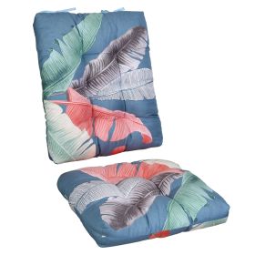Rocking Chair Cushion 2 Pieces Back Seat Sets with Non-Slip Ties Polyester Fiber Filling Comfortable Cushions and Pads for Indoor Home Office Car (Option: Blue_ColorLeaf)